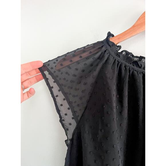 J Crew Factory | NWT | Flutter-sleeve clip-dot top | Black | Sz L - Picture 3 of 9